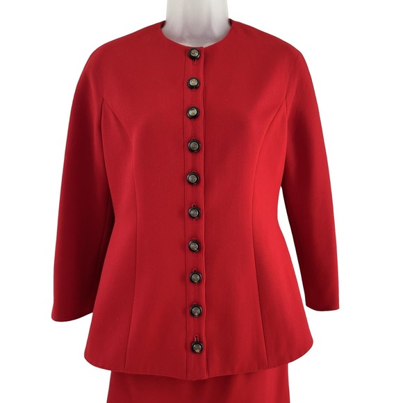 Vintage Valentino Boutique Skirt Suit Womens 4 Red‎ Made in Italy Two Piece 90s - Picture 8 of 16